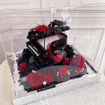 Piano Surrounded by Preserved Red Roses 鋼琴與永生紅玫瑰