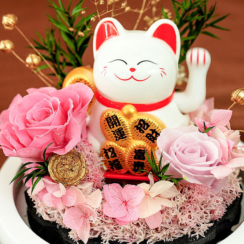Preserved Rose with Lucky Cat (粉色有現貨)