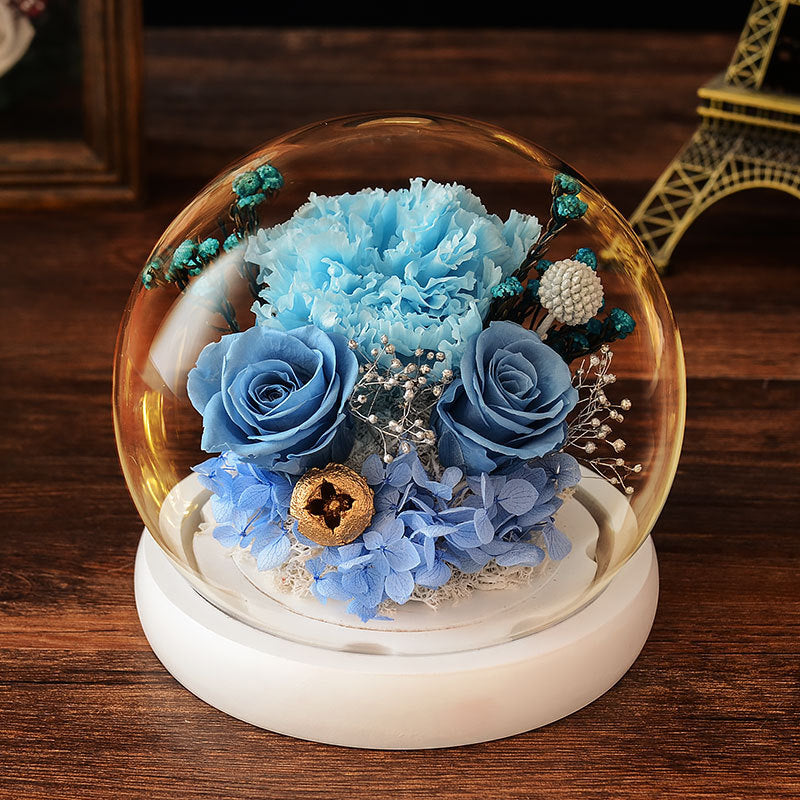 Preserved Blue Carnation and Roses